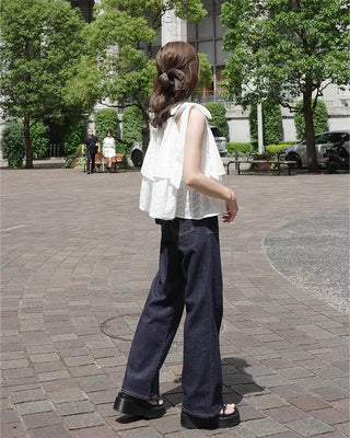 (ORIGINAL) Eyelet Tiered Ribbon Sleeveless Dress