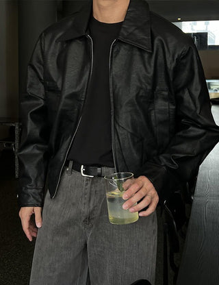 Western Collar Leather Jacket (3 colors)