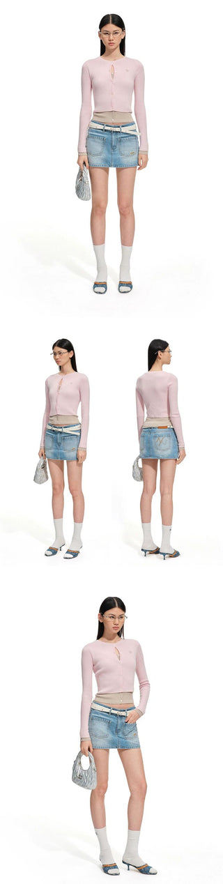 [NOTAWEAR] Lambswool Faux Two-piece  Cardigan