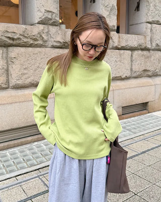 Round neck waffle long t-shirt