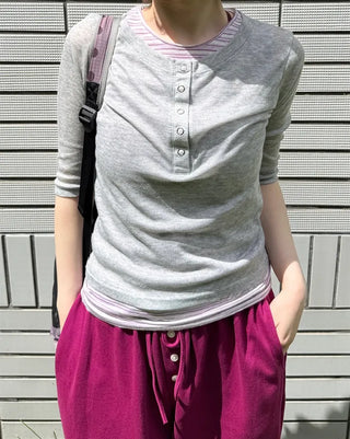 Henley Neck Sheer T-Shirt