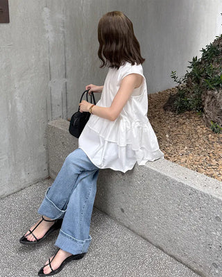 Semi-bootcut denim pants