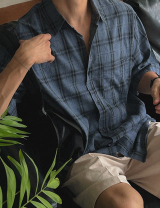 Ray Pigment Short Sleeve Check Shirt (5 colors)