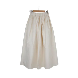 Cotton A-line shirred long skirt