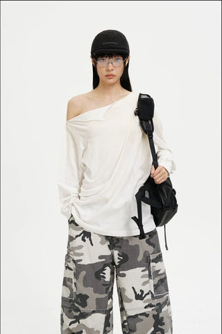 [MASONPRINCE] Double Layer Collar Long Sleeve Tee