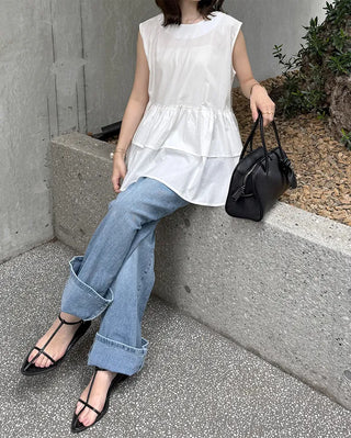 Semi-bootcut denim pants