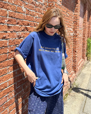 Oversized Lettering Half-Sleeve T-Shirt