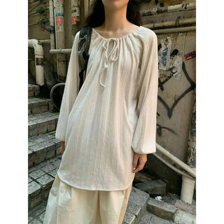 Cotton A-line shirred long skirt