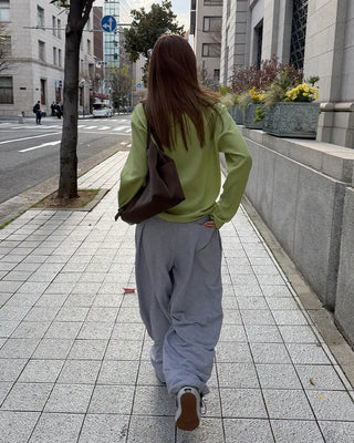 Round neck waffle long t-shirt