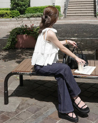 (ORIGINAL) Eyelet Tiered Ribbon Sleeveless Dress
