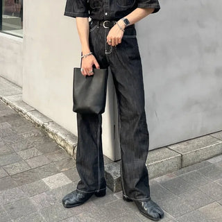 Wide-leg low-rise denim