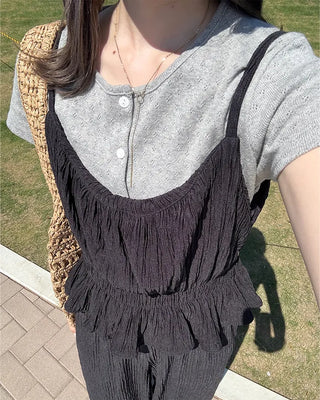 Flower punched short-sleeved cardigan