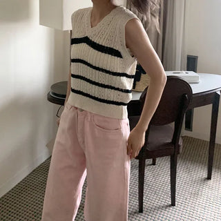 Striped knit vest