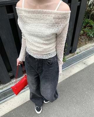 Sleeveless & Lace Long-Sleeve T-Shirt Set