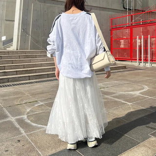 Ribbon pattern tulle skirt