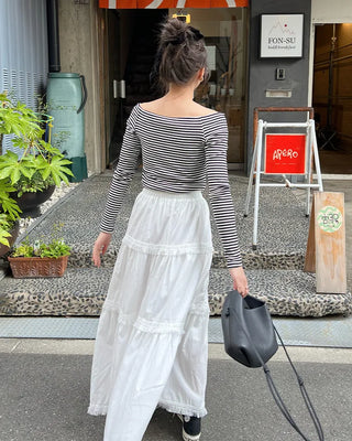 Tassel tiered long skirt
