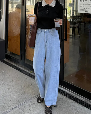 Summer light blue wide denim