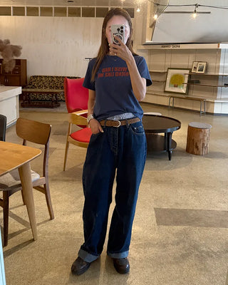 Wide-fit low-rise denim pants