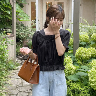Ribbon frill blouse