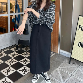 Cotton straight-fit skirt