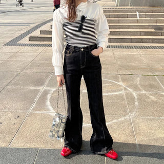 Center bootcut denim pants