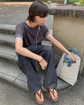 Leather strap thong sandals