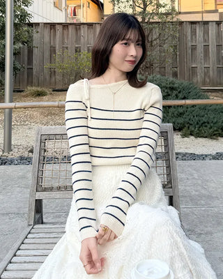 Striped off-shoulder knit