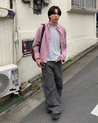 Simple checkered long-sleeved shirt