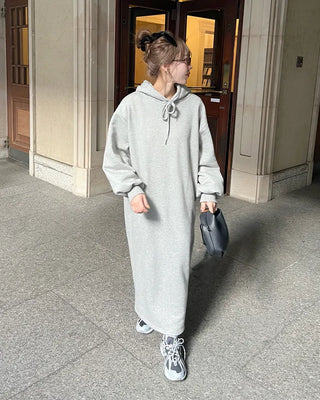 Brushed Hooded Long Dress