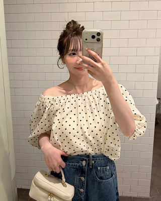 Polka Dot Puff Sleeve Blouse