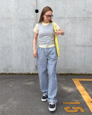 Wide-fit striped easy pants