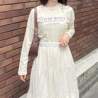 Simple lettering long-sleeved T-shirt