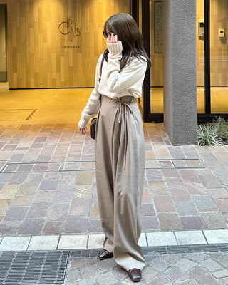 Wrap-around two-button slacks