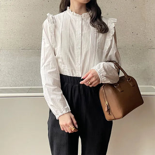 Shoulder frill blouse