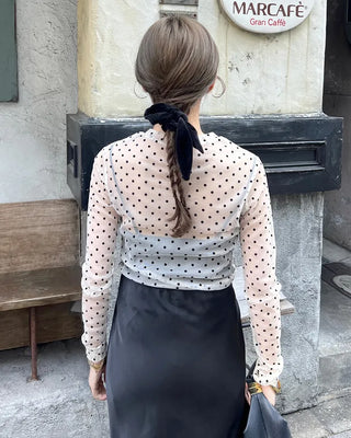 Sheer polka dot T-shirt