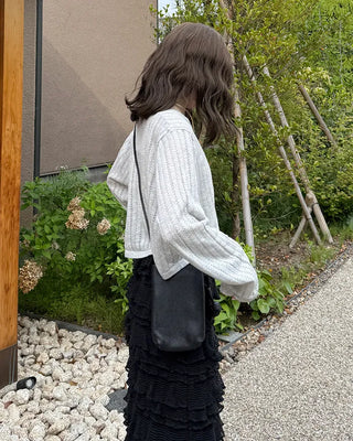 Perforated Cropped Cardigan