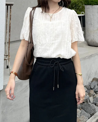 Lace frill blouse set