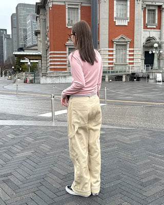 Cotton pants with side buckle patches