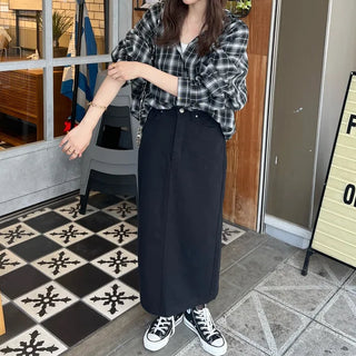 Checked loose-fit shirt