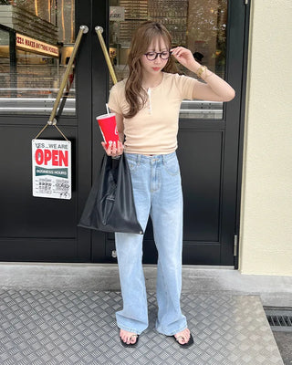Basic straight wide-fit denim pants
