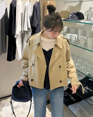 Belted Short Trench Coat