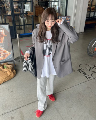 Loose-fit blazer jacket