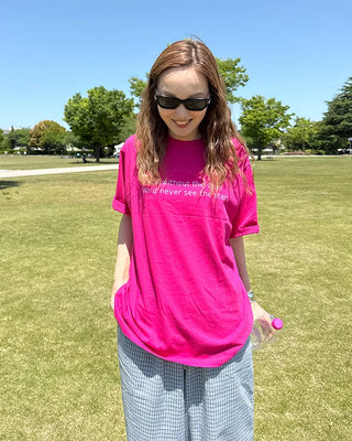 Oversized Lettering Half-Sleeve T-Shirt