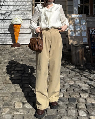 Classic pleated wide slacks