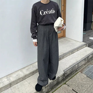 Striped wide slacks