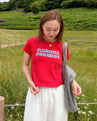 Pigment lettering half-sleeve T-shirt