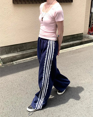 Lace-line sweatpants