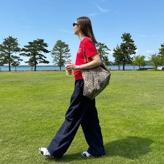 Leopard print cotton bag