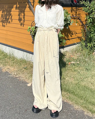 Scarf-layered pants