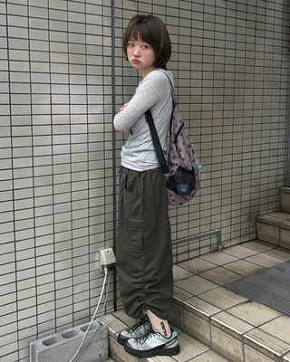 Side pocket nylon cargo skirt